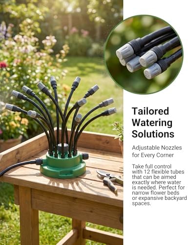 360° Rotating Garden Sprinkler for Yard & Lawn, 12 Adjustable Nozzle Irrigation Sprayer with 1/2”, 3/4” & 1” Connectors, Heavy Duty Spike Base for Large Area Garden Watering (4) - Image 4