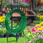 Garden Water Hose Holder Stand With Ground Stakes, Black Freestanding Storage Rack, Holds Up To 125 Ft 5/8 Inch For Backyard, Lawn And Patio Organization - Image 2