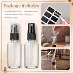 60 Pack 1 oz Clear Glass Spray Bottles Portable Travel Bottles with Mini Funnel Dropper Labels and Marker Refillable Spray Bottle for Cosmetic Essential Oils Skin Care Daily Cleaning - Image 3