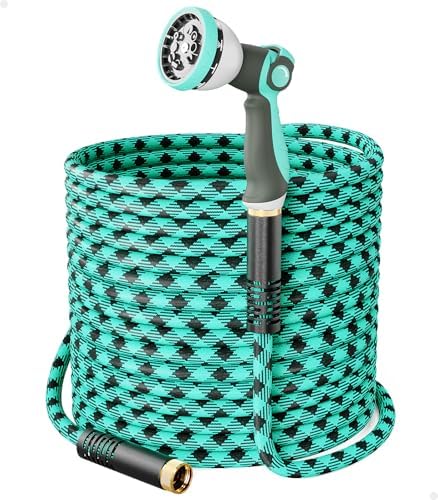 WELLUCK 50 FT Garden Hose - Ultra-Strong 3750D, Flexible Water Hose, Lightweight Non-Expanding hose with 10 Function Sprayer, Leak proof, Pressure Resistant for Yard, Outdoor by WELLUCK