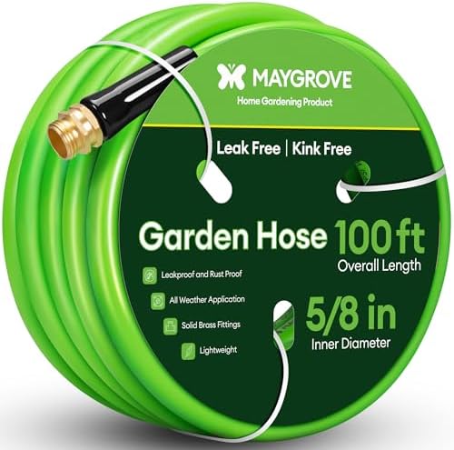 Maygrove 100 ft Garden Hose, 5/8 in Heavy-Duty Water Hose by MAYGROVE