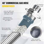 3/4" × 48 inch Commercial Gas Hose, 1675KIT48 Safety System Kit, Mobile Gas Line Hose Connector Kit for Commercial Kitchen, with 3/4" Quick Disconnect（GRAY) - Image 5