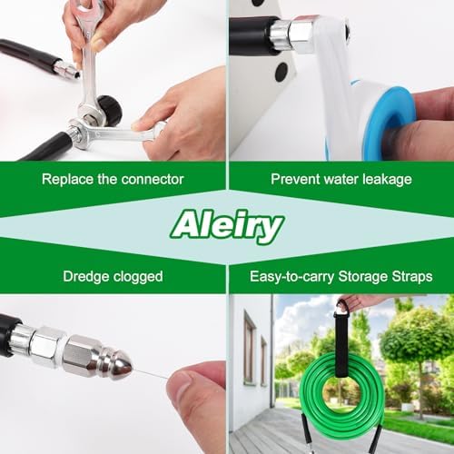Sewer Jetter Kit for Pressure Washer,Water Jet Drain Cleaning Hose with Corner Rotating Button Spring Nose 1/4" NPT Sewer Cleaning Tool High-Pressure Nozzles,5800 PSI 200 FT - Image 6