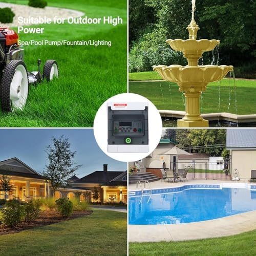 Digital Timer Switch, 32A Programmable Outdoor Distribution Box, IP65 Water Proof Pool Pump Timer, Circuit Breaker for Pool Pump, Water Heater, Landscape Lights, Security Systems - Image 3