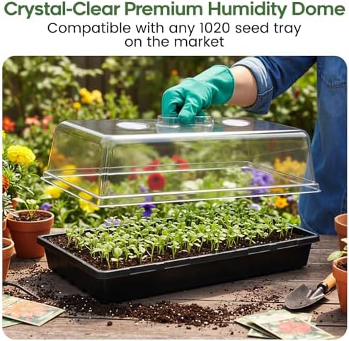 ZJP 20 Pack Heavy Duty 5" Humidity Dome for 1020 Seed Starter Trays – Clear Vented Propagation Cover & Cloning Lid for 10x20 Flats, Seed Starting & Germination - Image 3