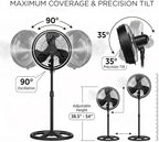 CEME Professional Misting Fan Outdoor, 16-Inch High-Speed Pedestal Fan with Safety GFCI Plug, 9 Custom Cooling Settings, 90° Wide Oscillation, ETL Listed Heavy Duty Standing Fan for Deck - Image 6