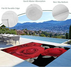 Red Rose 4x6 Waterproof Outdoor Rug with Non‑Slip Backing Black Romantic Floral Machine Washable Deck Patio Rug Mat for Camping, RV, Garden, Balcony Pool - Image 5