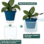D'vine Dev Self-Watering Blue Terracotta Planter Pot, 10 in, 37-X-D-4 - Image 4
