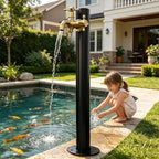 Freestanding Hose Stand Vertical Garden Water Tap, Outdoor Stainless Steel Water Column with Faucet, Freeze Proof Yard Hydrant Spigot for Patio Backyard(Round B,Height: 80cm/31.5in) - Image 7