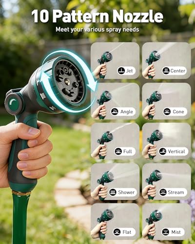 Retractable Garden Hose Reel: 1/2 in x 100 ft Wall Mounted Water Hose Reel with 10-Function Nozzle, Hose Reels for Outside, Any Length Lock, Brass Fittings, Slow Auto Rewind & 180° Swivel - Image 5