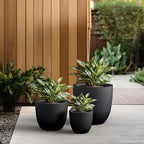 Kante Set of 3 Black Concrete Bowl Planters 18" 14" 18" Dia - Image 4
