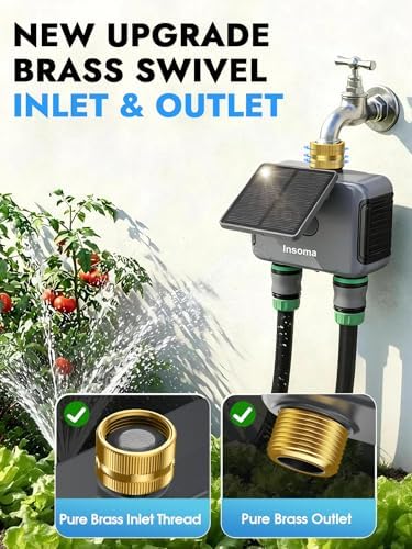 Insoma Solar WiFi Water Timer 2 Zone, Solar&Type-C Rechargeable Smart Sprinkler Timer w/Adjustable 120° Solar Panel, APP&Voice Control Automatic Irrigation for Garden Hose Lawn, No Gateway Required - Image 7