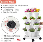 GameXcel Vertical Planter Tower - 4 Tier Stackable Garden Planters with Wheels and Tools Plant Pots for Strawberry Herb Flower and Vegetable Indoor Outdoor Use White - Image 4