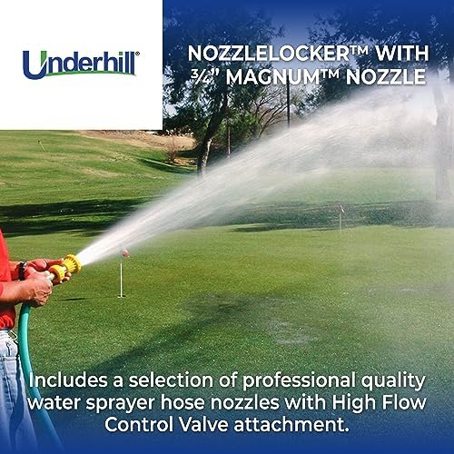 Underhill NozzleLocker Garden Water Hose Nozzle Kit, Sprayer, Jet, Fog, Mister, Heavy-Duty Metal and Rubber, with ¾ Inch Magnum Yellow Nozzle, HP-K1 - Image 2