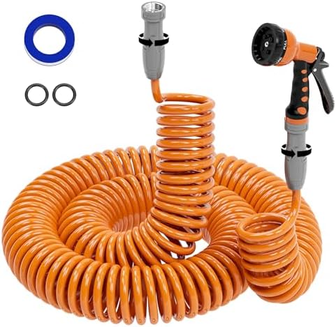 SPECILITE 3/8" Lightweight Coil Garden Hose 100 FT, EVA Flexible Water Hose by SPECILITE