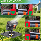 16-Nozzle Oscillating Sprinkler with Dual-Zone Sprinkler Water Timer, 360° 16-Hole Automatic Rocking Sprinkler, Turbo Orbit Mist Sprinklers System for Ground-Insert with 5m Hose - Image 4