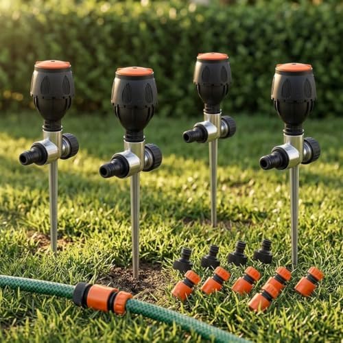 Lawn Sprinkler 4 Pack with Spike Base Connectable 360 Rotary - Image 3