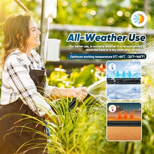 Garden Hose 50ft+ Garden Hose 100ft,Non-Expanding Water Hose, Flexible Ultra-Light, Anti-Kink, Wear-Resistant, Portable, Easy Storage, Hose for Outdoor, Garden, Yard and Lawn, Black Lake Blue - Image 7