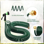 Therwen 75.5ft Recoil Garden Hose with 7 Pattern Nozzle, Green - Image 2