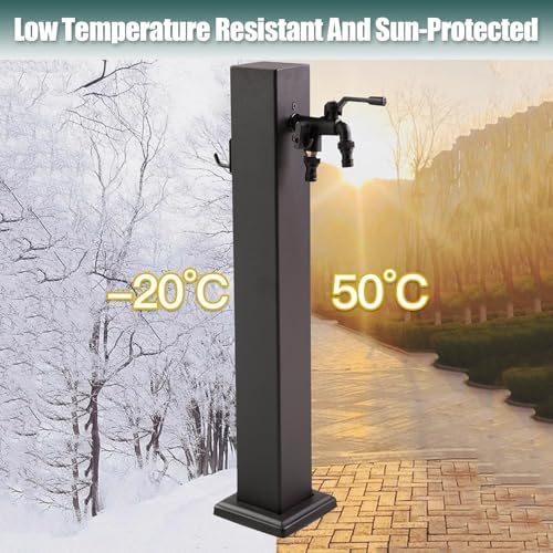 Stainless Steel Outdoor Vertical Garden Water Column, freestanding Hose Stand with Faucet, Outdoor Antifreeze Faucet Water Dispenser Hydrant for Irrigation and Washing(60cm/23.6in) - Image 6
