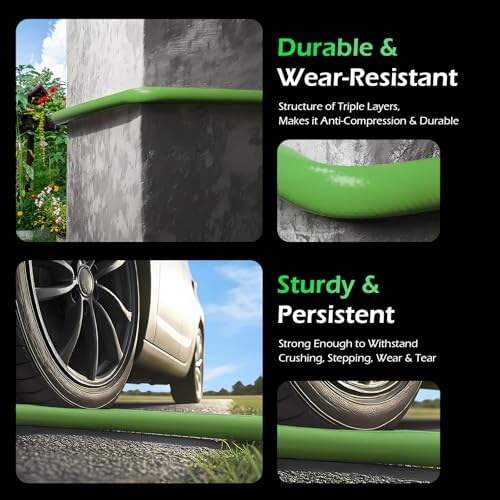 Garden Hose 25 ft, Slim Lightweight All-Weather Water Hose, Flexible and Durable, Leak-Free Connections, EPDM Rubber Hose for Patio, Lawn (Green) - Image 5