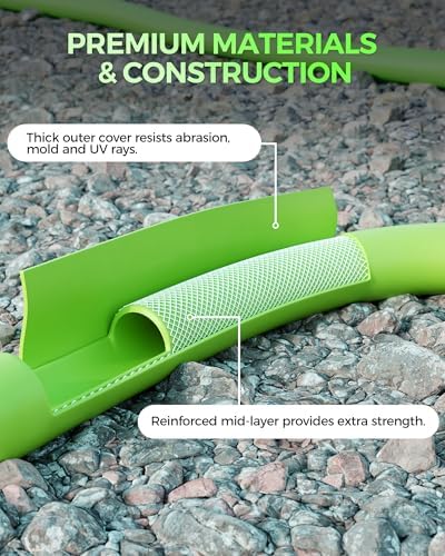 50 FT x 5/8″ Garden Hose, Lightweight Flexible Garden Water Hose with Swivel Handle, 200 PSI Working, 450 PSI Burst, Heavy Duty Water Hose for All-Weather Outdoor Use, G50GH06 - Image 7
