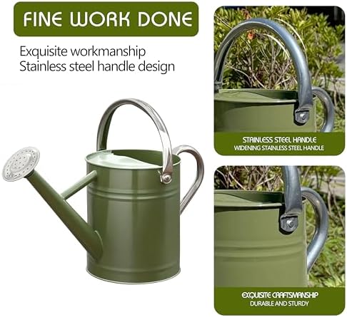 Metal Watering Can, 1 Gallon for Outdoor Garden Plants,EGreen - Image 3