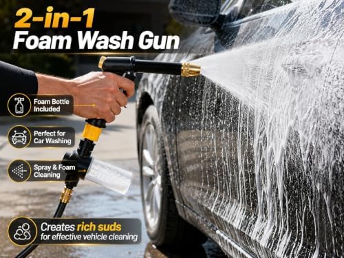 2-in-1 Foam & Direct Spray Garden Hose Nozzle with Detachable Foam Bottle - Image 5