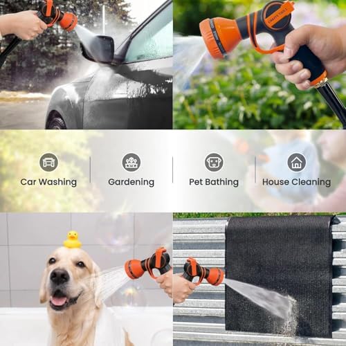 Giraffe Tools 100FT Garden Hose, Ultra-Lightweight & Lay-Flat Design, Anti-Kink Flexible Water Hose with 9-Pattern Multi-Function Spray Nozzle, Heavy-Duty Leak-Proof, Black - Image 7