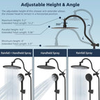 Hibbent All Metal High Pressure Shower Head, 10'' Rainfall Shower Head - Image 6