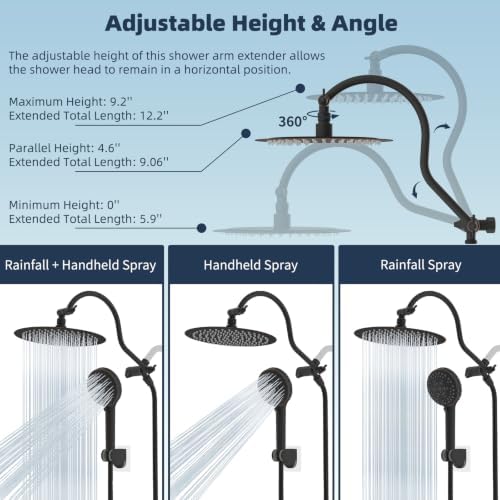 Hibbent All Metal High Pressure Shower Head, 10'' Rainfall Shower Head - Image 6