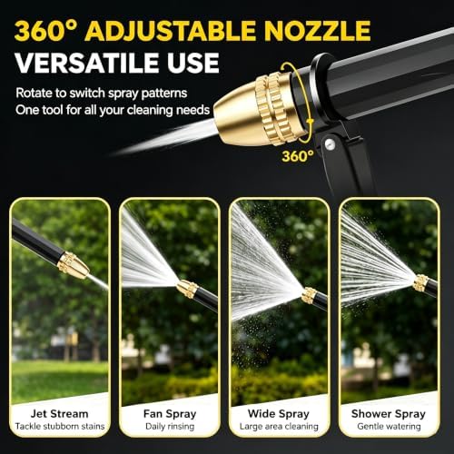 H2 Long Spray Gun With 3 Connectors, Portable High Pressure Water Sprayer For Car Wash, 360° Adjustable Nozzle Multifunctional Garden Hose Pipe Foam Blaster (1) - Image 5