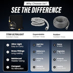 TITAN 50 ft Garden Hose – Lightweight Flexible Water Hose, Kink-Free Non-Expanding, High Flow, Solid Brass Fittings, Leak-Proof with Nozzle - Image 3