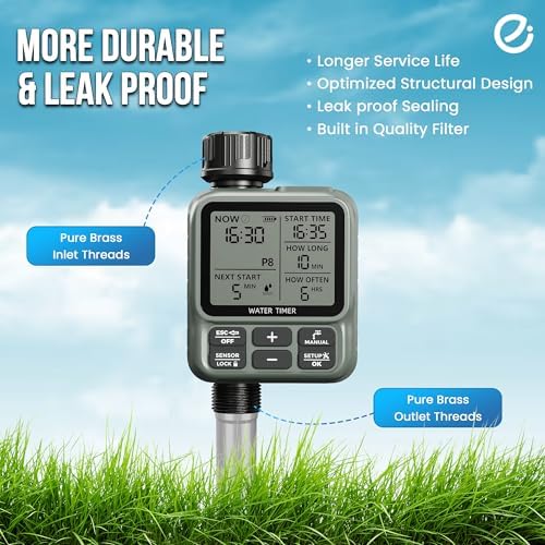 Egardenkart, Sprinkler Timer Outdoor - Water Timer for Garden Hose with Automatic, Manual, Rain Delay Mode | Large Display Water HoseTimer | Automatic Irrigation System for Garden, Lawns, Backyards - Image 5