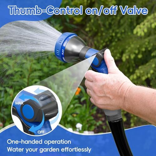5/8" Hot/Cold Garden Water Hose 100 ft+8 Function Nozzle - Image 6