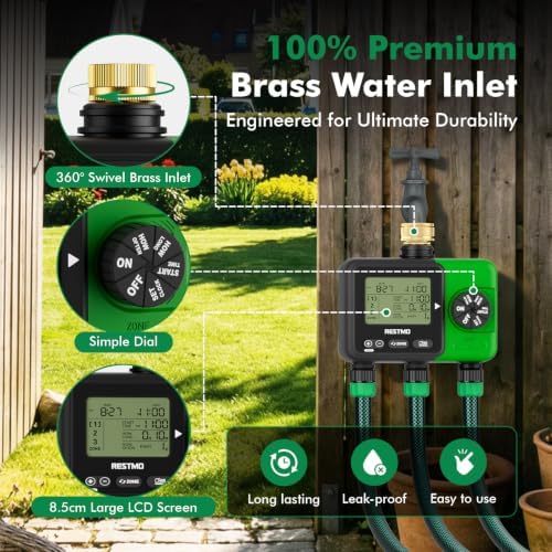 RESTMO 3-Zone Sprinkler Timer for Garden Hose with Brass Inlet - Image 6