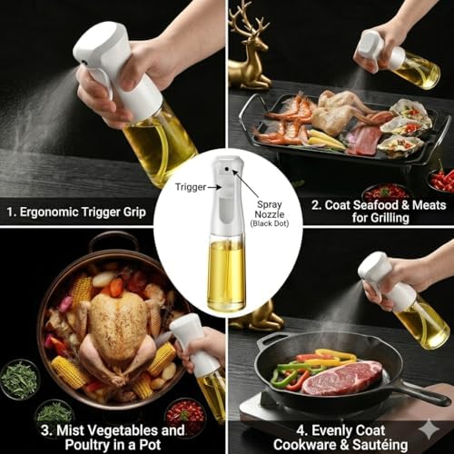 Mist Spray Bottle, Clear Glass Container with White Trigger Sprayer, Empty Refillable Dispenser for Home kitchen - Image 2