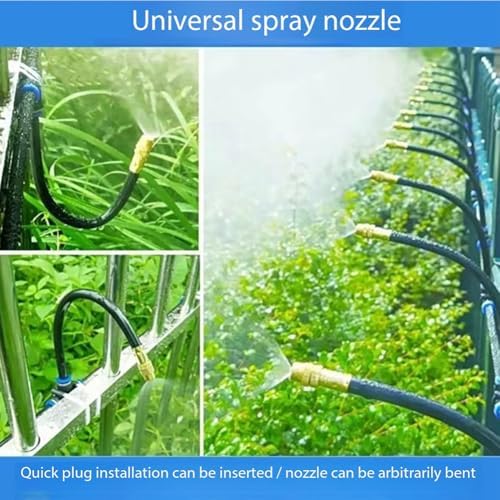 Adjustable brass atomizing nozzle tee with built-in hose for outdoor cooling systems, 360° rotatable Atomizing nozzle + 8mm tee belt 20 meters PE pipe - Image 7
