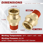 DOT Approved Male Straight Brass Union 5/8" Tube x 3/8" NPT, 10PCS - Image 5