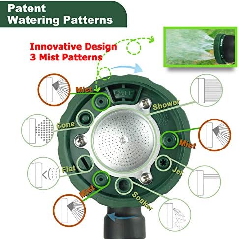 Heavy Duty 21 Inch Watering Wand with Pivoting Head, Adjustable Water Sprayer Wand with Ergonomic Handle, Spray 6 Watering Patterns, Perfect for Watering Hanging Plants - Image 6