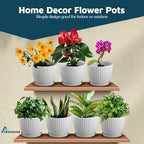 White 6-Inch Plant Pots with Drainage & Saucers 18 Pack, Indoor & Outdoor Planters for Houseplants, Herbs, and Flowers, Durable & Weatherproof Material, Stackable, Lightweight, Minimalist Design - Image 4