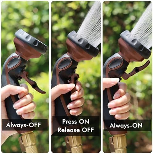 RESTMO Hose Nozzle with Easy Self-Lock Trigger, Heavy Duty Metal Water Hose Sprayer with 9 Spray Patterns and On/Off Valve, High Pressure | Thumb Flow Control, Ideal for Outdoor Lawn & Plant Watering - Image 5