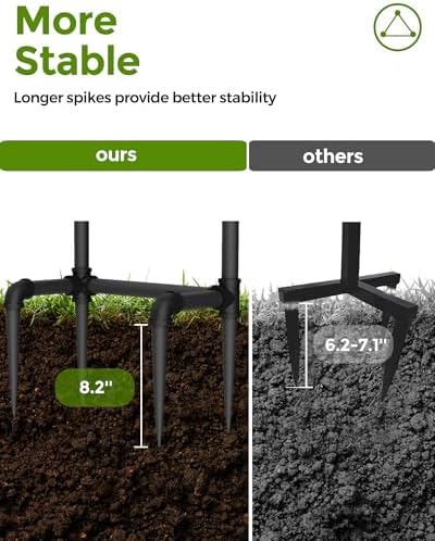 LAND·VOI Freestanding Garden Water Hose Storage Holder Stand for Outside, 160-Ft Hose Heavy Duty Metal Hanger Reel Organizer Outdoor Yard Lawn, Standing Keeper Rack with Ground Stake, Black GHH02B - Image 2