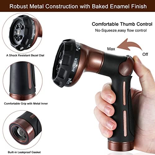 FANHAO 100% Heavy Duty Metal Garden Hose Nozzle with Thumb Control - Image 3
