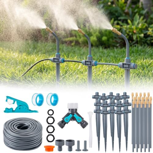 131FT 1/4" Drip Irrigation System with Stakes, 360° Adjustable Watering Kit by Unknown