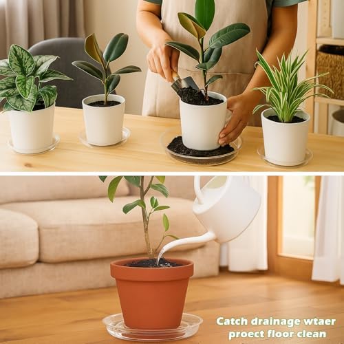 50 Packs 14" Large Clear Plant Saucers for Indoor Outdoor Use Heavy Duty Plastic Plant Trays for Planter Bulk Flower Pot Drip Trays to Catch Water, 4 to 20 Inch - Image 4