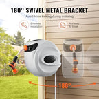 Happybuy Retractable Hose Reel - 130 ft x 1/2 inch Garden Water Hose with 180° Swivel Bracket, 9-Pattern Nozzle, Automatic Rewind, Lock at Any Length, Slow Return System - Image 3