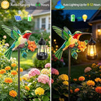 2 Pack Hummingbird Solar Garden lights Outdoor Waterproof, Gifts for Women Mom Grandma Daughter, Stake lights with Solar Lantern, Hanging Solar Lights, Solar Path Light Yard Outside Patio Garden Decor - Image 2