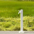 Freestanding Garden Hose Holder - 304 Stainless Steel, Double Faucet, Antifreeze, Vertical Square Design for Patio & Backyard (White A, Low-Cut) by Unknown