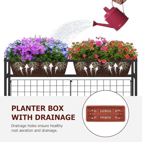 OYEAL Raised Garden Beds with Legs & Trellis, 32" Tall Herb Garden Planters for Indoor/Outdoor Plants, Vertical Elevated Flower Box for Backyard, Porch, Patio, Balcony, Red - Image 3